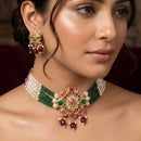 FS Collection Classic Pota Stone And Beaded Choker Necklace Set