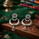 FS Collection Ethnic Oxidised Pota Stone Hanging Earrings