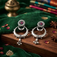 FS Collection Ethnic Oxidised Pota Stone Hanging Earrings