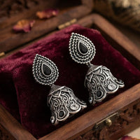 FS Collection Ethnic Oxidised Pota Stone Jhumki Earrings