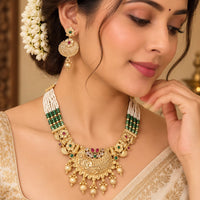 FS Collection Elegant Pota Stone Pearl And Beads Necklace Set