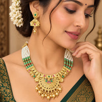 FS Collection Elegant Pota Stone Pearl And Beads Necklace Set