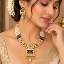 FS Collection Elegant Pota Stone Pearl And Beads Meenakari Necklace Set