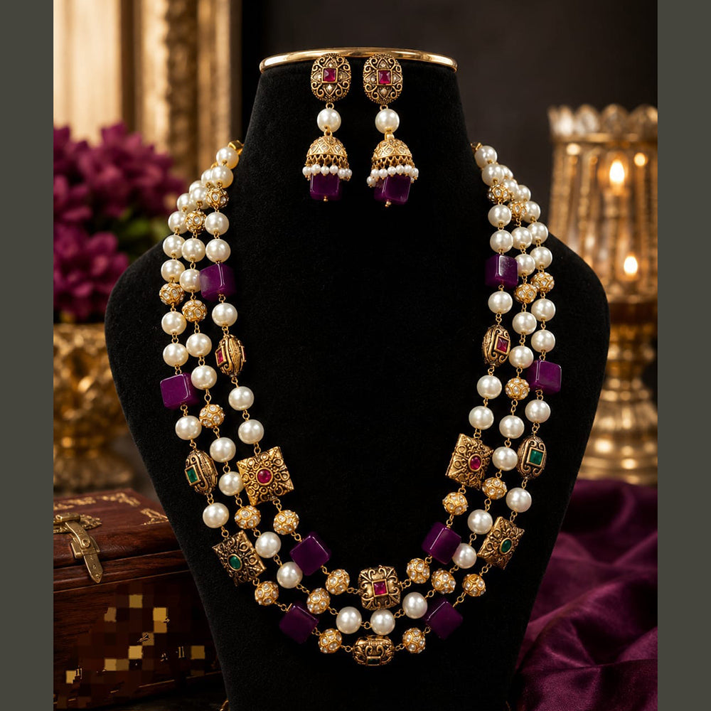 FS Collection Elegant Pota Stone And Beads Necklace Set