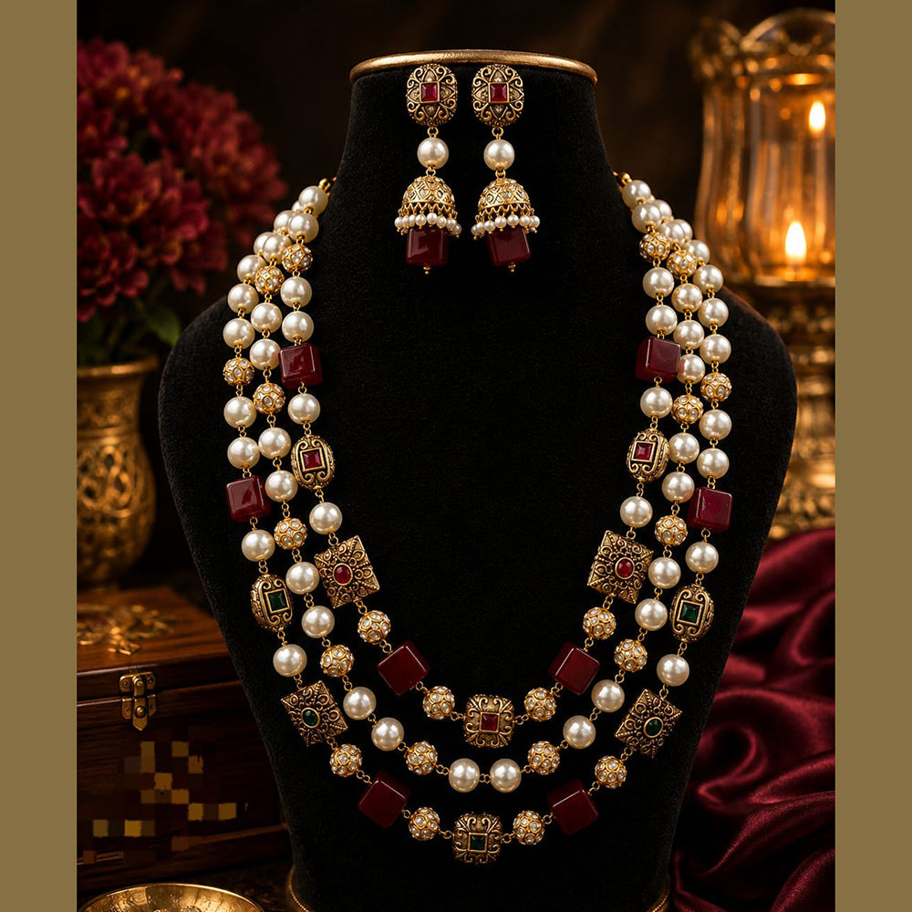 FS Collection Elegant Pota Stone And Beads Necklace Set