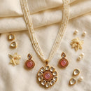 FS Collection Elegant Pota Stone And Pearl Necklace Set