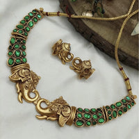 FS Collection Elegant Pota Stone Elephant Motif Necklace Set