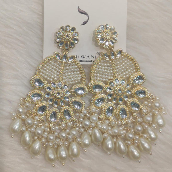 Dhwani Gold Plated Kundan Stone And Pearl Dangler Earrings