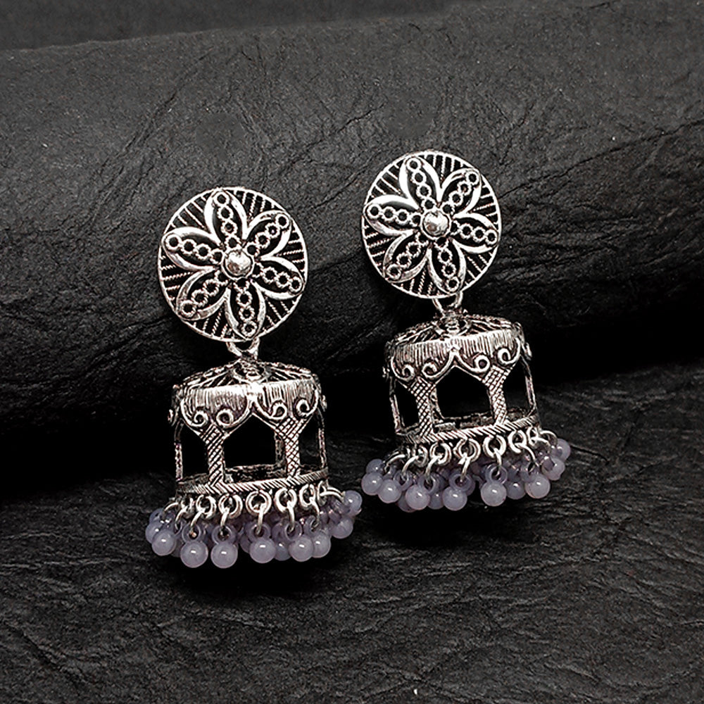 Darshana Jewels Oxidised Plated Jhumki Earrings