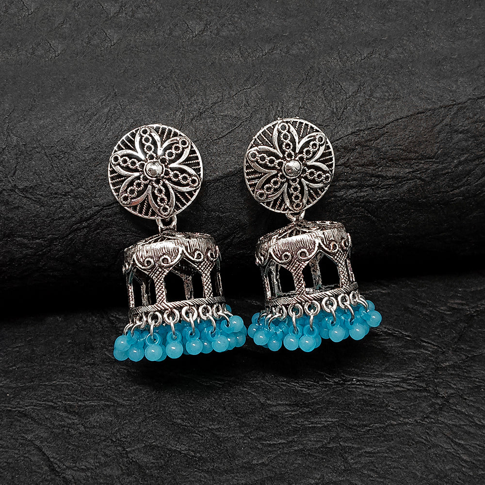 Darshana Jewels Oxidised Plated Jhumki Earrings