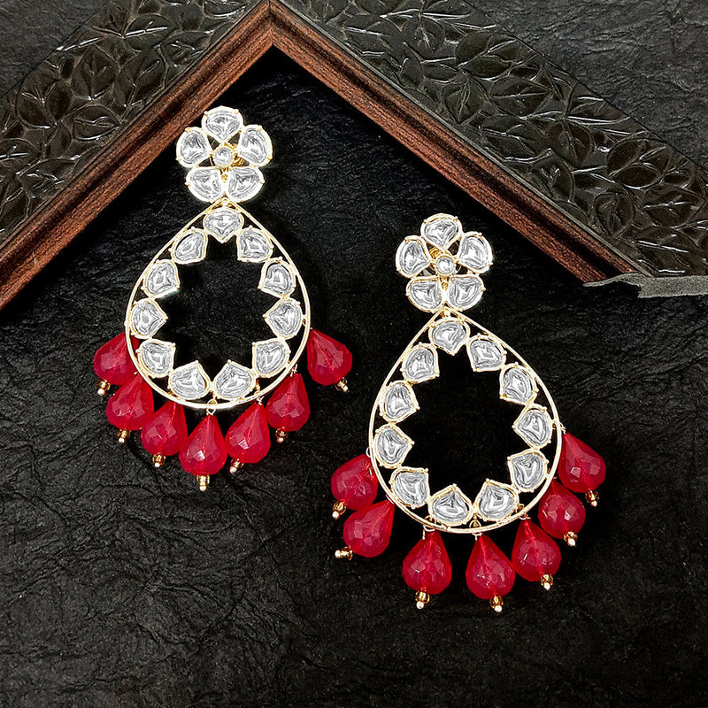 Darshana Jewels Gold Plated Kundan Stone Dangler Earrings