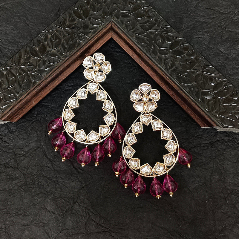 Darshana Jewels Gold Plated Kundan Stone Dangler Earrings