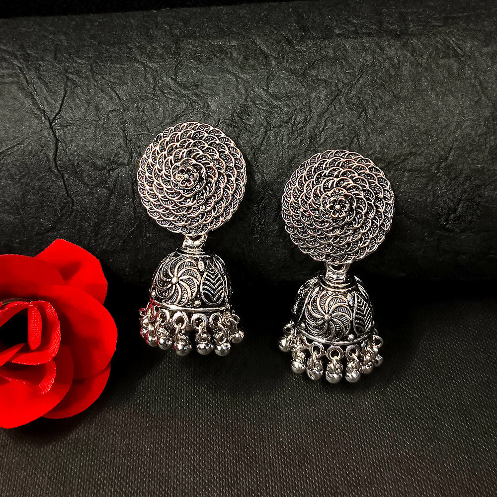 Darshana Jewels Oxidised Plated Jhumki Earrings