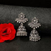 Darshana Jewels Oxidised Plated Jhumki Earrings