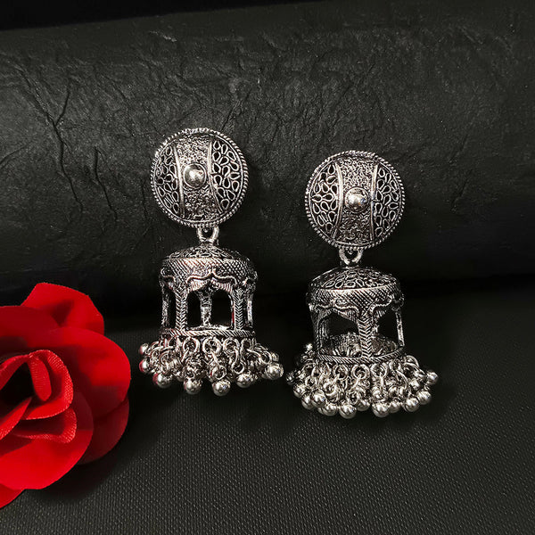 Darshana Jewels Oxidised Plated Jhumki Earrings