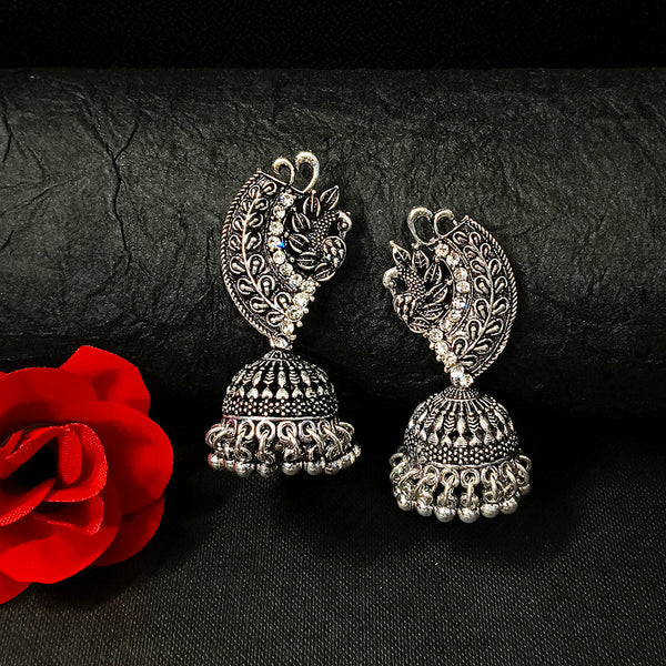 Darshana Jewels Oxidised Plated Jhumki Earrings