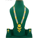 Mahavir Gold Plated Pearls Long Necklace Set