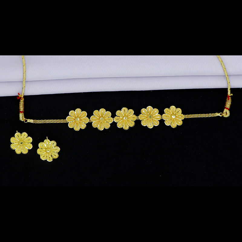 Mahavir Gold Plated Choker Necklace Set