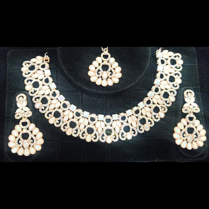 Crescent Creation Gold Plated Crystal Stone Necklace Set