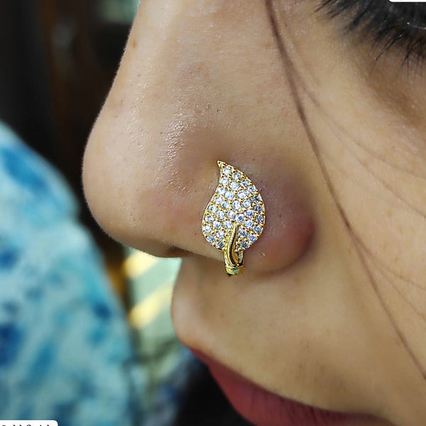 Raj Creation Gold Plated Austrian Stone Nose Ring