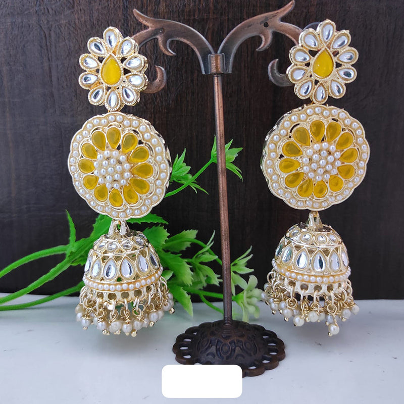 Raj Creations Gold Plated Kundan And Peal Jhumki Earrings