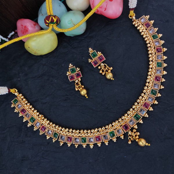 Raj Creations Gold Plated Crystal Stone Necklace Set