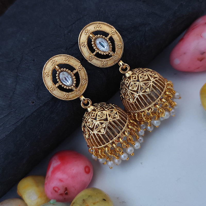 Raj Creations Gold Plated Pearl Jhumki Earrings