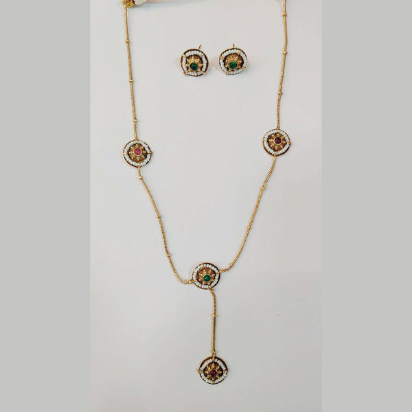 Sangita Creation Gold Plated Pota Stone Necklace Set