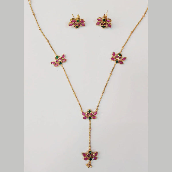 Sangita Creation Gold Plated Pota Stone Necklace Set