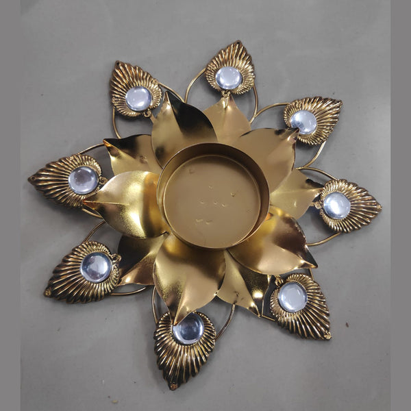 Viky Brass Metal Gold Plated Designer Diya