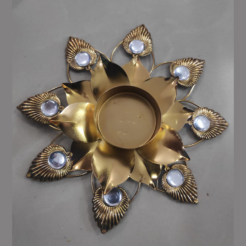 Viky Brass Metal Gold Plated Designer Diya