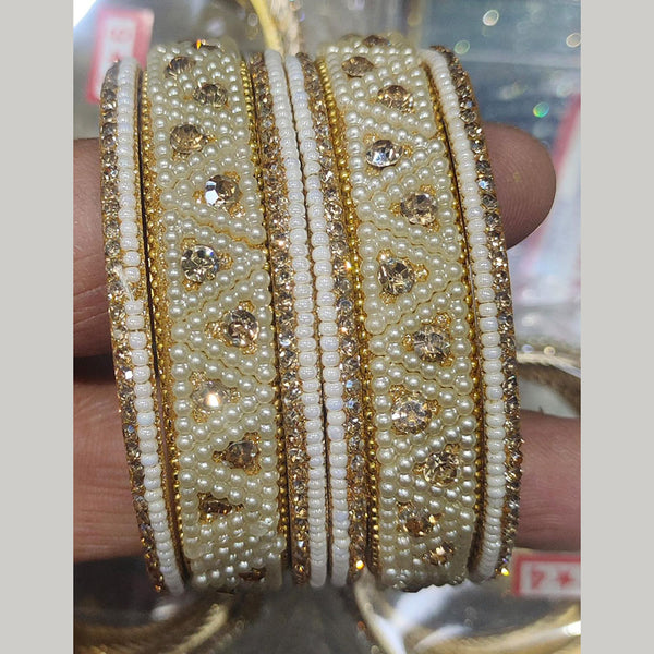 Kiran Bangles Gold Plated Austrian Stone And Pearls Bangles Set