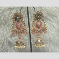 Infinity Jewels Gold Plated Crystal Stone And Meenakari Jhumki Earrings