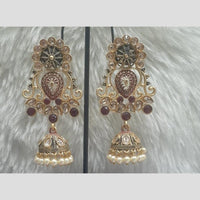 Infinity Jewels Gold Plated Crystal Stone And Meenakari Jhumki Earrings