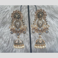 Infinity Jewels Gold Plated Crystal Stone And Meenakari Jhumki Earrings