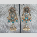 Infinity Jewels Gold Plated Crystal Stone And Meenakari Jhumki Earrings