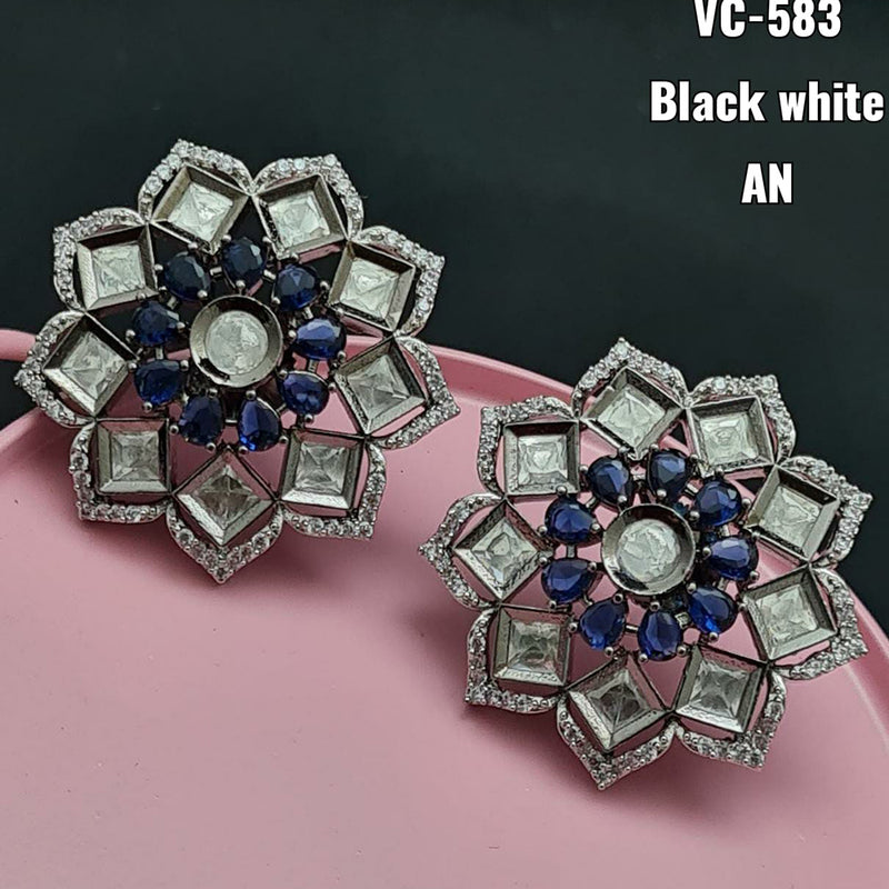 Vivah Creation Silver Plated Studded Earrings