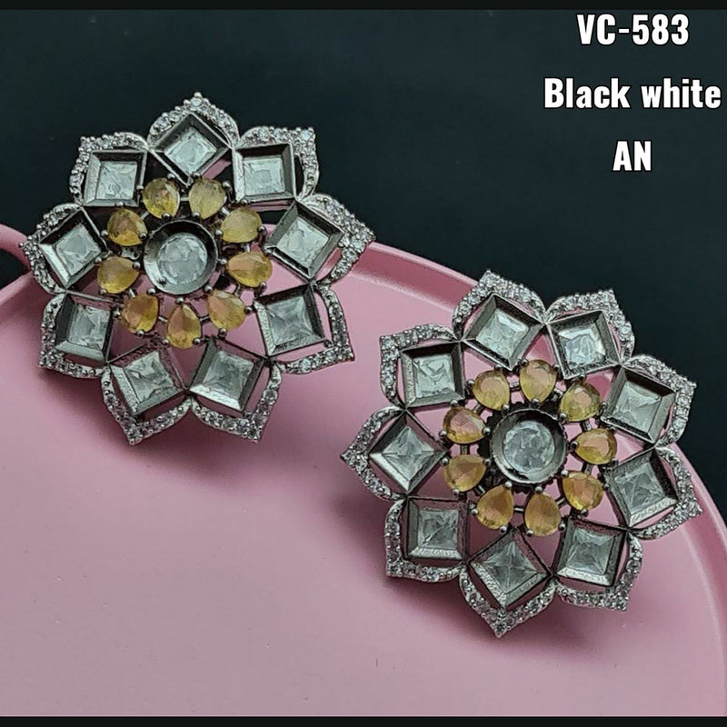 Vivah Creation Silver Plated Studded Earrings