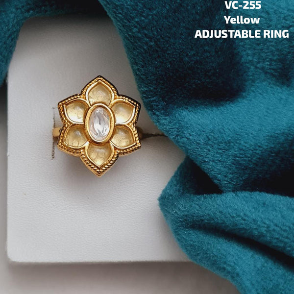 Vivah Creations Gold Plated Kundan Stone Adjustable Ring