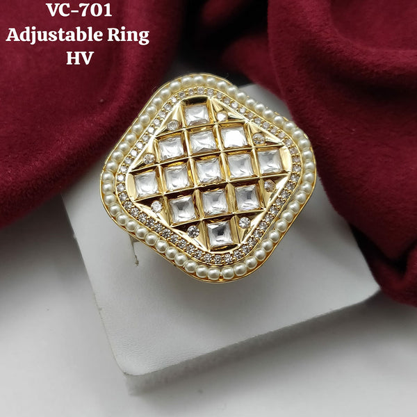 Vivah Creations Gold Plated AD Stone Adjustable Ring