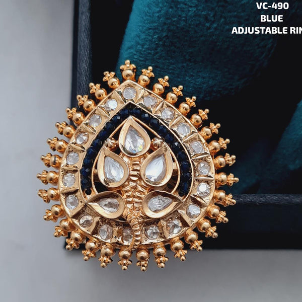 Vivah Creations Gold Plated AD Stone Adjustable Ring