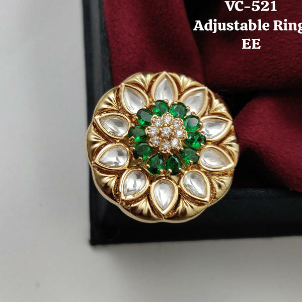 Vivah Creations Gold Plated AD & Kundan Stone Adjustable Ring