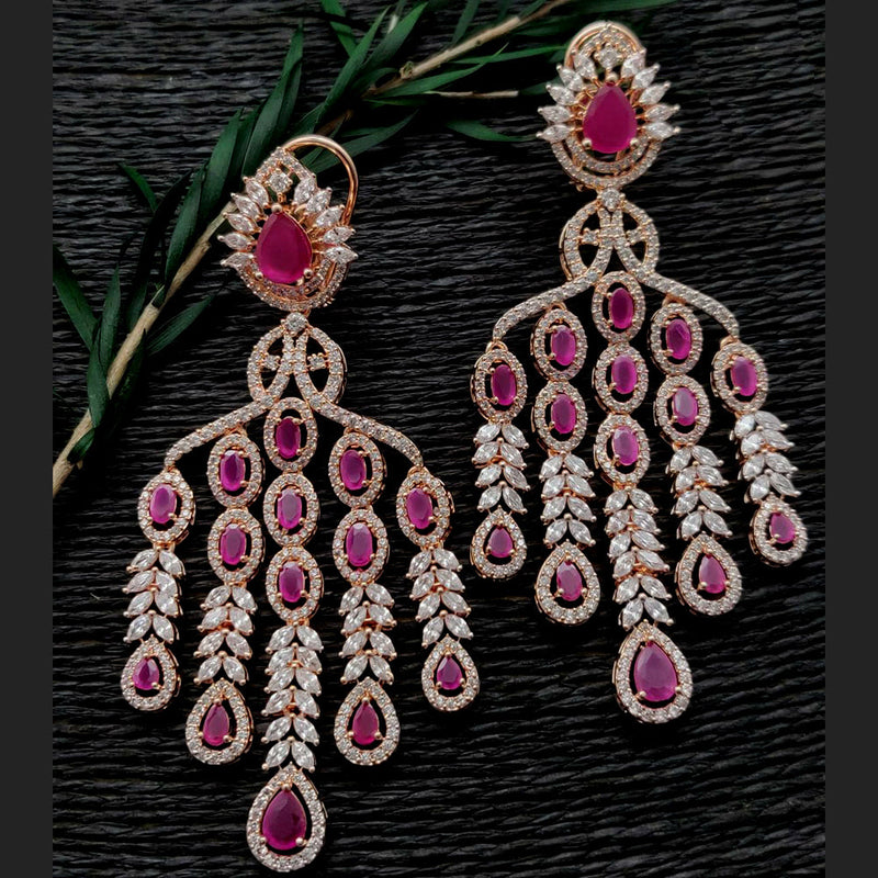 Vivah Creations Rose Gold Plated AD Dangler Earrings
