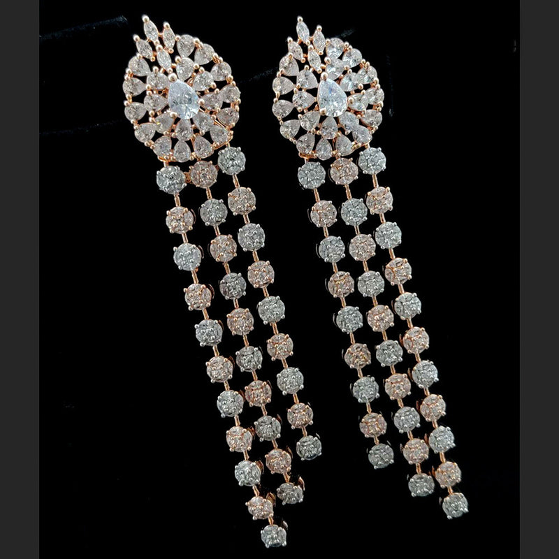 Vivah Creations Rose Gold Plated AD Dangler Earrings