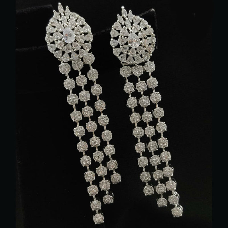 Vivah Creations  Silver  Plated AD Dangler Earrings
