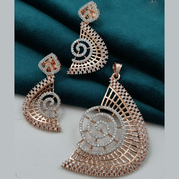 Vivah Creations  Rose Gold  Plated  AD Pendant Set