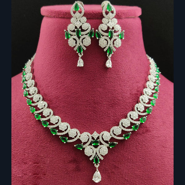 Vivah Creations Silver Plated AD Necklace Set