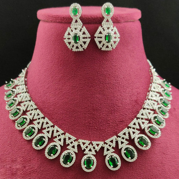 Vivah Creations Silver Plated AD Necklace Set