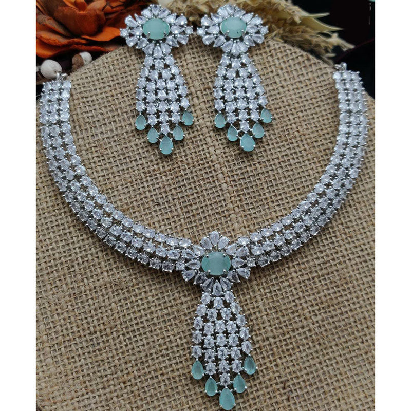 Vivah Creations Silver Plated AD Necklace Set