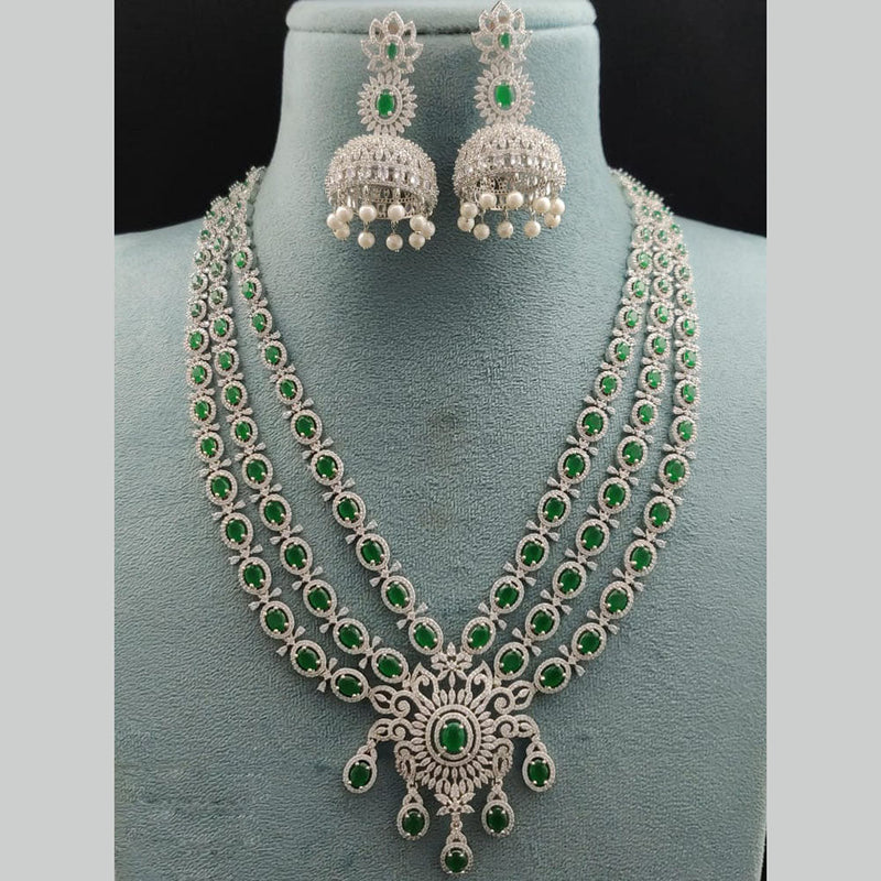 Vivah Creations Silver Plated AD Necklace Set